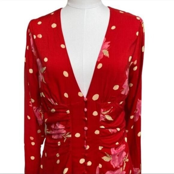 Free People Date Night Mini Dress Size Medium in Strawberry Combo Floral EUC - Picture 9 of 14